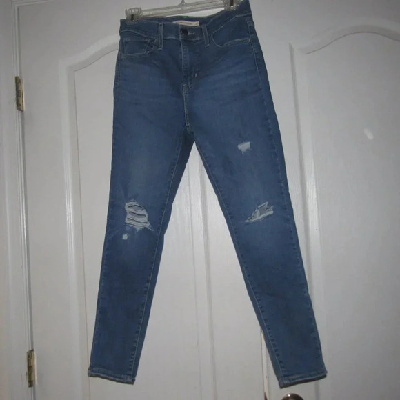 LEVI’S 720 High Rise Super Skinny Distressed Medium Wash Jeans Size 27 - Picture 1 of 7
